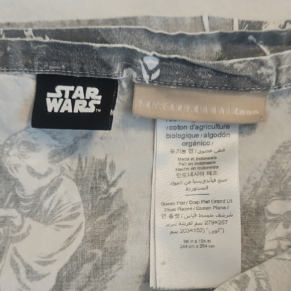 Pottery Barn Teen Star Wars Gray White Iconic Moments Queen Flat Sheet - Picture 6 of 9